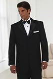 3 BUTTON MENS BLACK TUXEDO SUPER 150'S 100% WOOL WITH NOTCH LAPLE IT A BEAUTY FOR ANY WEDDING