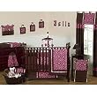 Bella Brown and Pink Baby Bedding 9pc Crib Set