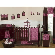Bella Brown and Pink Baby Bedding 9pc Crib Set product image