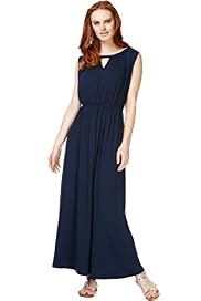 Elasticated Waistband Keyhole Maxi Dress