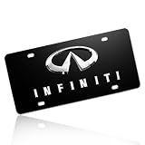 Infiniti Chrome Logo on Black Steel License Plate
