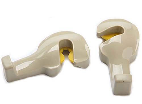 2 Pack Universal Car Back Seat Headrest Hanger Holder Hook for Bag Purse Cloth Grocery (Coffee)