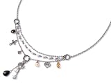 Image of Fossil Stainless Steel JF82211 Ladies Key Multi Chain Charm Necklace