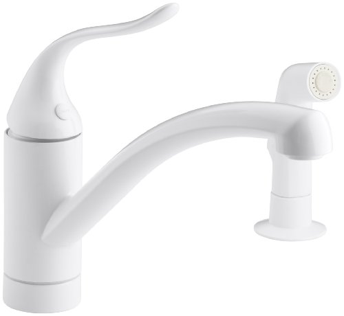 KOHLER K-15076-P-0 Coralais Decorator Kitchen Sink Faucet, White - Whukoly