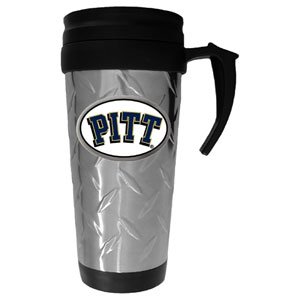 New Pittsburgh Panthers 14 oz Diamond?Plate?Collegiate Travel Mug Stainless Steel Oval School Logo