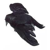 Package of 3 Artificial Black Feather Halloween Flying Crows - 4 3/4