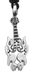 Fire Guitar Pewter Pendant