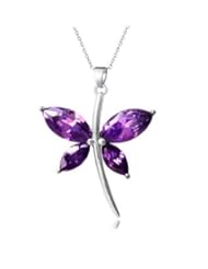 Goldminetrade Jewelry 925 Sterling Silver Marquise Amethyst Butterfly Pendant Necklace 18 Inch