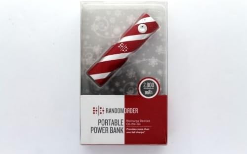 Random Order Portable Powerbank Charger - Retail Packaging - Red & Silver Holiday Swirl