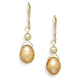 Cultured Freshwater Firecracker Pearl 14K Yellow Gold Lever Back Earrings