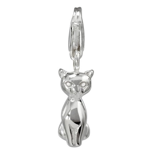 Vinani Damen Charms Anhänger Katze Sterling Silber 925 HKE Silber Charm