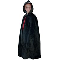 Little Adventures Boy's Harry Potter Long Black Velvet Cloak/Cape with Hood for Dress Up Costumes-Size 5-9 + Free Gift-Machine Washable