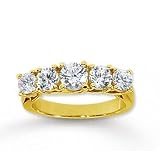 18k Yellow Gold 5 Stone 1 1/2Ct Diamond Anniversary Band