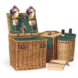 Picnic Time Vino 10 3 4 Willow basket w wine and cheese service for 2