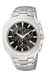 Citizen Eco-Drive WR100 Two-tone Chronograph Black Dial Men's Watch #AT0884-59E