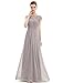 Ever-Pretty Womens Cap Sleeve Lace Neckline Ruched Bust Evening Gown 09993