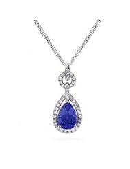2.65Ct Pear Shaped Sapphire & VS Diamond Pendant 18k Gold