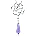 Natural Amethyst Flower Necklace Pendant in 14K title=