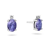 14K White Gold Oval Genuine Tanzanite Stud Earrings