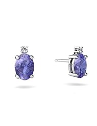 Genuine Tanzanite 14kt White Gold Stud Earrings