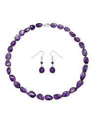 Baroque Amethyst and Sterling Silver Bead Necklace and Dangle Earrings Set