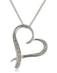 Sterling Silver Diamond Abstract Heart Pendant Necklace (0.03 cttw, I-J Color, I3 Clarity), 18"