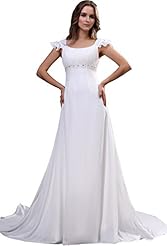 Scoop Neck Beaded Empire   Waistline Chiffon  Dress