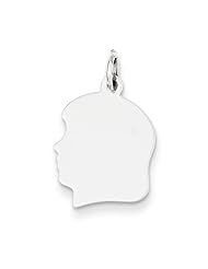 14k White Gold Plain Medium Facing Left Engravable Girl Charm Cyber Monday Special