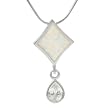 Sterling Silver and White Opal Diamond shape Necklace