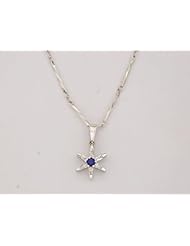 18K White Gold 16" Blue and White CZ Star Necklace