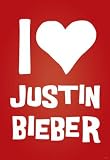 I Love Justin Bieber (Red, Heart) Music Poster Print - 13x19