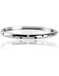 0.50ct Black & White Diamond Accented Bangle 14k Gold
