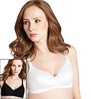 2 Pack Maternity Cotton Rich Non-Wired Spot Nursing B-H Bras