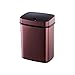 Ninestars DZT-12-5BURG Bedroom or Bathroom Automatic Touchless Infrared Motion Sensor Trash Can, 3 Gal 12L, Stainless Steel Base (Rectangular, Burgundy/Black Lid) Trashcan