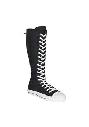 Men'S Canvas Knee Boot Sneaker With Zipper Side