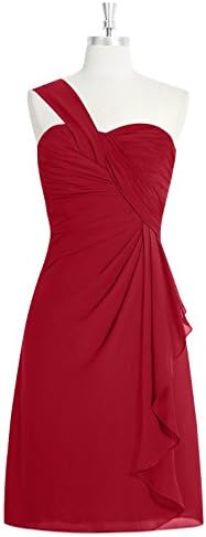 Emyrin Sheath/Column Burgundy Bridesmaid Dresses Chiffon One-shoulder Neckline