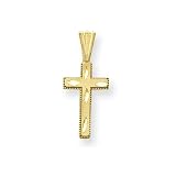 14k Satin and Diamond-Cut Cross Pendant