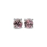 0.55 Carat Genuine Pink Tourmaline Sterling Silver Stud Earrings