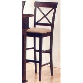 (Set of 2) Solid Wood Cross Back Bar Stools in Cappucino 30 Seat Height by Coaster
