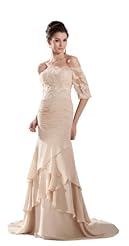 Portrait Neck Lace Beaded Mermaid  Dress