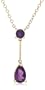 14k Yellow Gold Pear-Shaped Amethyst Drop Necklace, 17"