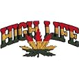 Novelty Iron on Patch - Weed Indeed!! High Life - Bold Rasta Colors with Pot Leaf Applique