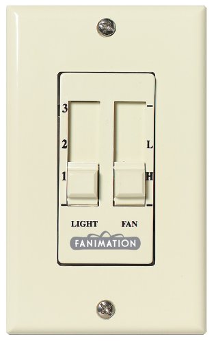 Fanimation C6V, 2-Fan Speed & Light Dimming Wall Control, Ivory