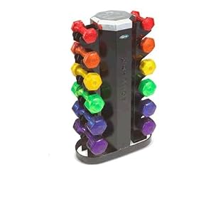 6 Pair Jelly-Bell Urethane Aerobic Dumbbell Set w/ Vertical Storage Rack