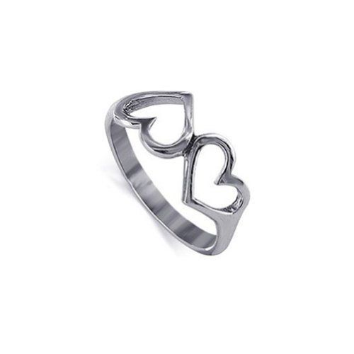 Gem Avenue 925 Sterling Silver Emotional Twin Heart Love Ring