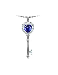 Original Star K (tm) Key To My Heart Love Pendant With 7mm Heart Shape Created Blue Sapphire in .925 Sterling Silver