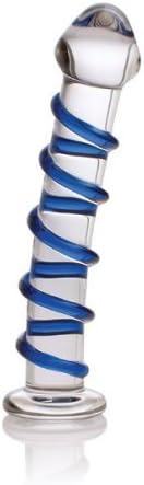 Don Wand Glass Pleasure Wand, Swirl Mushroon Tip Rocket, Blue by Don Wand