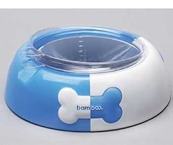 Bamboo Feed & Toss 30oz Blue Dog Bowl with 2 Disposable Liners