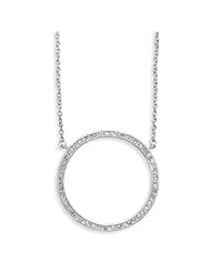 16"+2"Extension Rhodium Plated Large Open Circle CZ Necklace