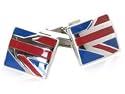 Red & Blue Enamel Cufflinks Reminiscent of Union Jack British Flag with Presentation Box